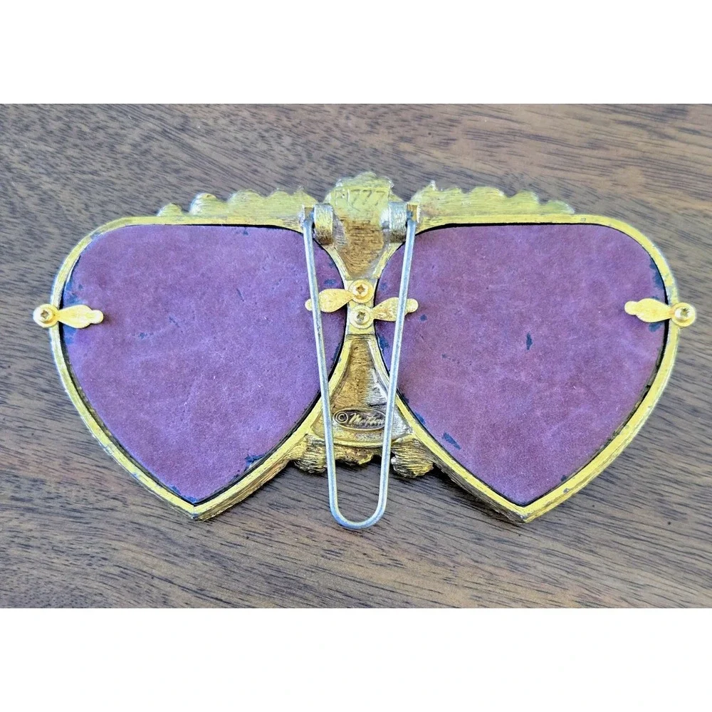 VINTAGE MATSON ORMOLU GOLD GUILT DOUBLE HEART ROSES PICTURE FRAME F1777